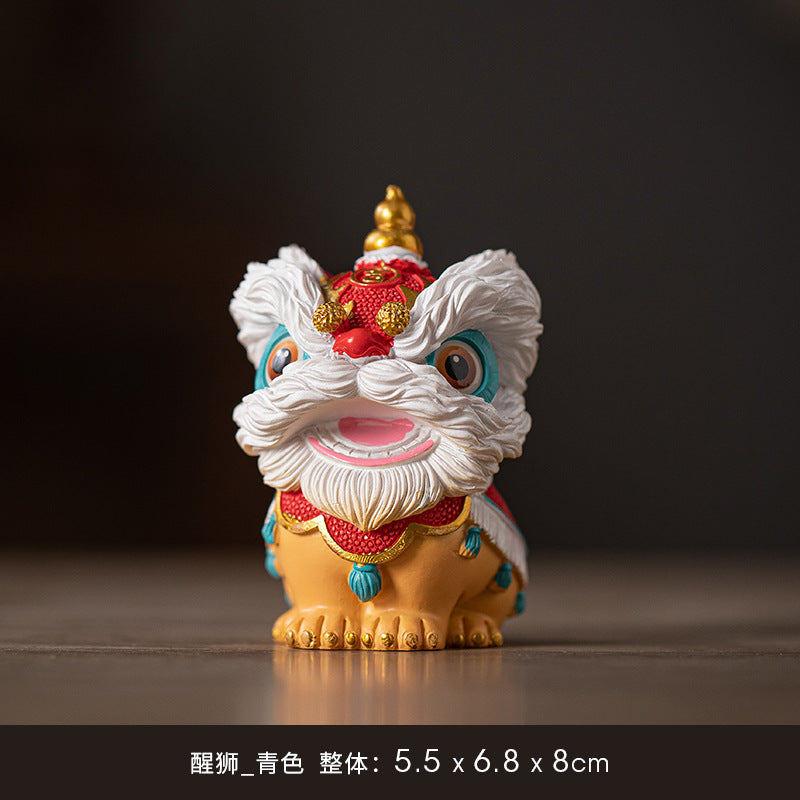 Fortune Guardian Lion Statue – Red Head