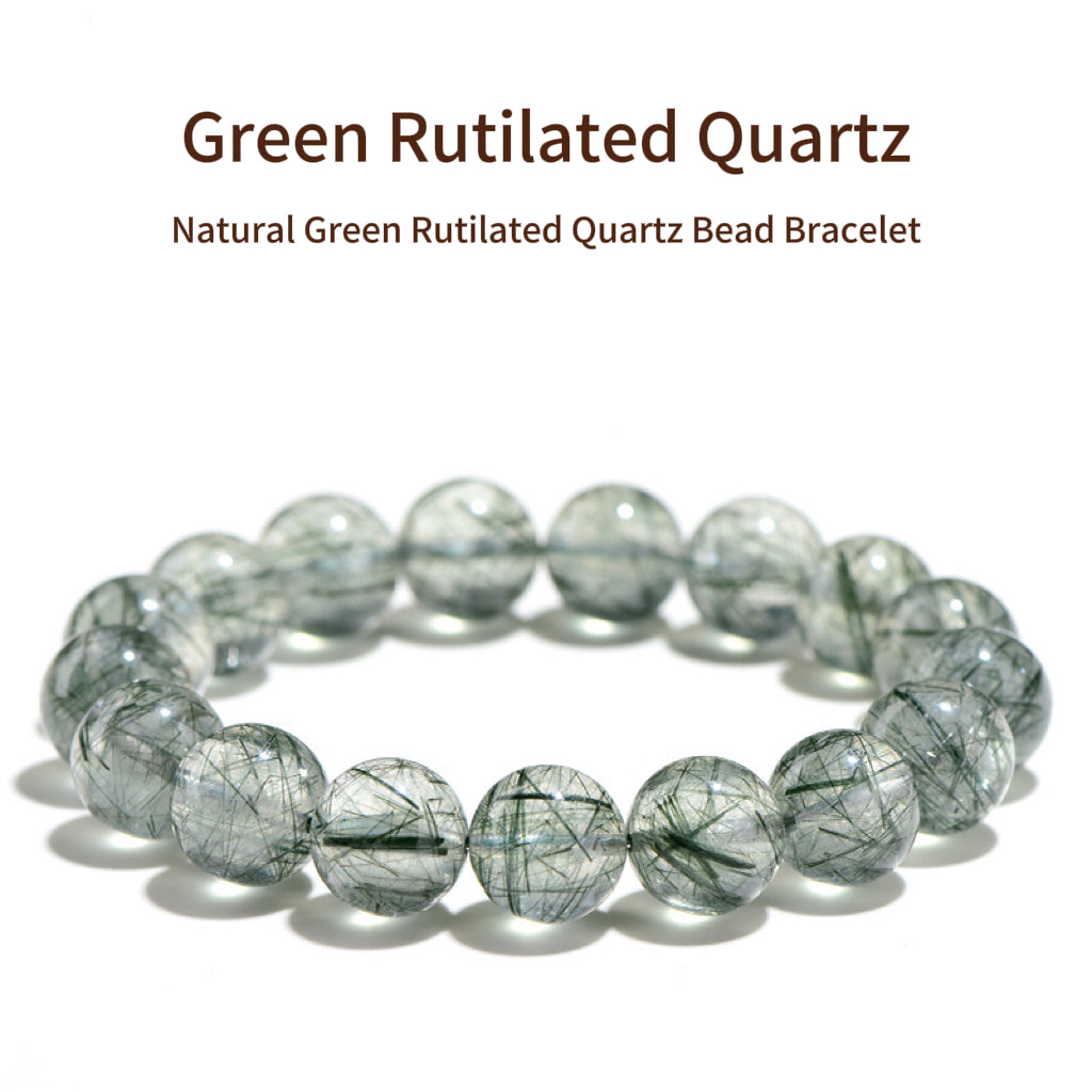 Grade 5A Transparent Green Hair Crystal Bracelet (Green Rutilated Quartz Bracelet)