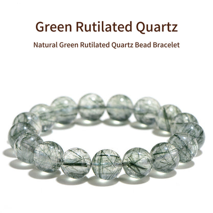 Grade 5A Transparent Green Hair Crystal Bracelet (Green Rutilated Quartz Bracelet)