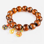 Ancient Incense Ash Glass Gold-Swallowing Beast Bracelet-Brown