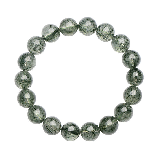 Grade 5A Transparent Green Hair Crystal Bracelet (Green Rutilated Quartz Bracelet)