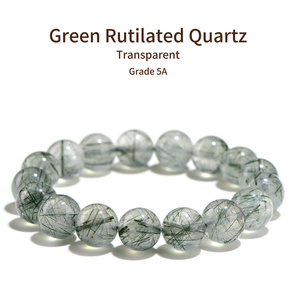 Grade 5A Transparent Green Hair Crystal Bracelet (Green Rutilated Quartz Bracelet)