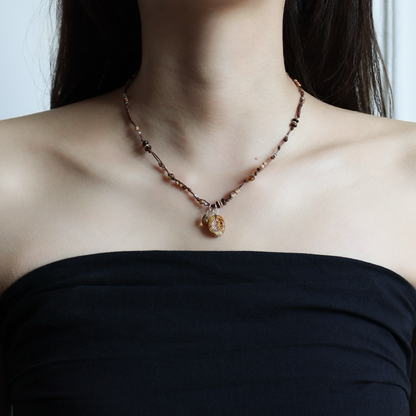 Czech Bead Agate Braided Necklace + Bracelet