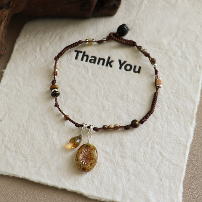 Czech Bead Agate Braided Necklace + Bracelet