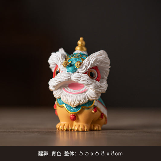 Fortune Guardian Lion Statue – Green Head