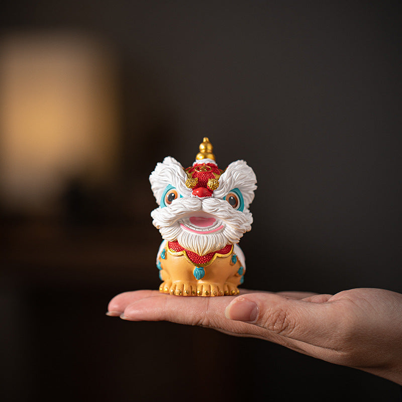 Fortune Guardian Lion Statue – Red Head