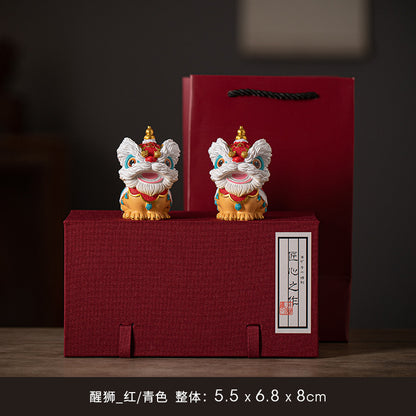 Fortune Guardian Lion Statue – Red Head