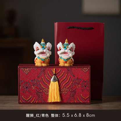 Fortune Guardian Lion Statue – Green Head