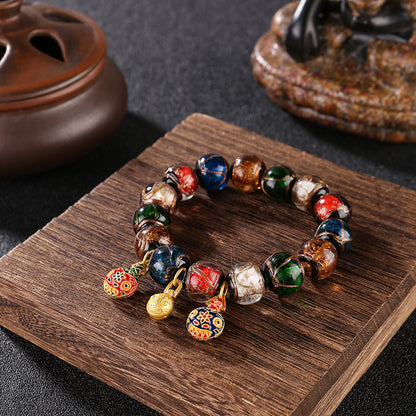 Ancient Incense Ash Glass Gold-Swallowing Beast Bracelet-Color